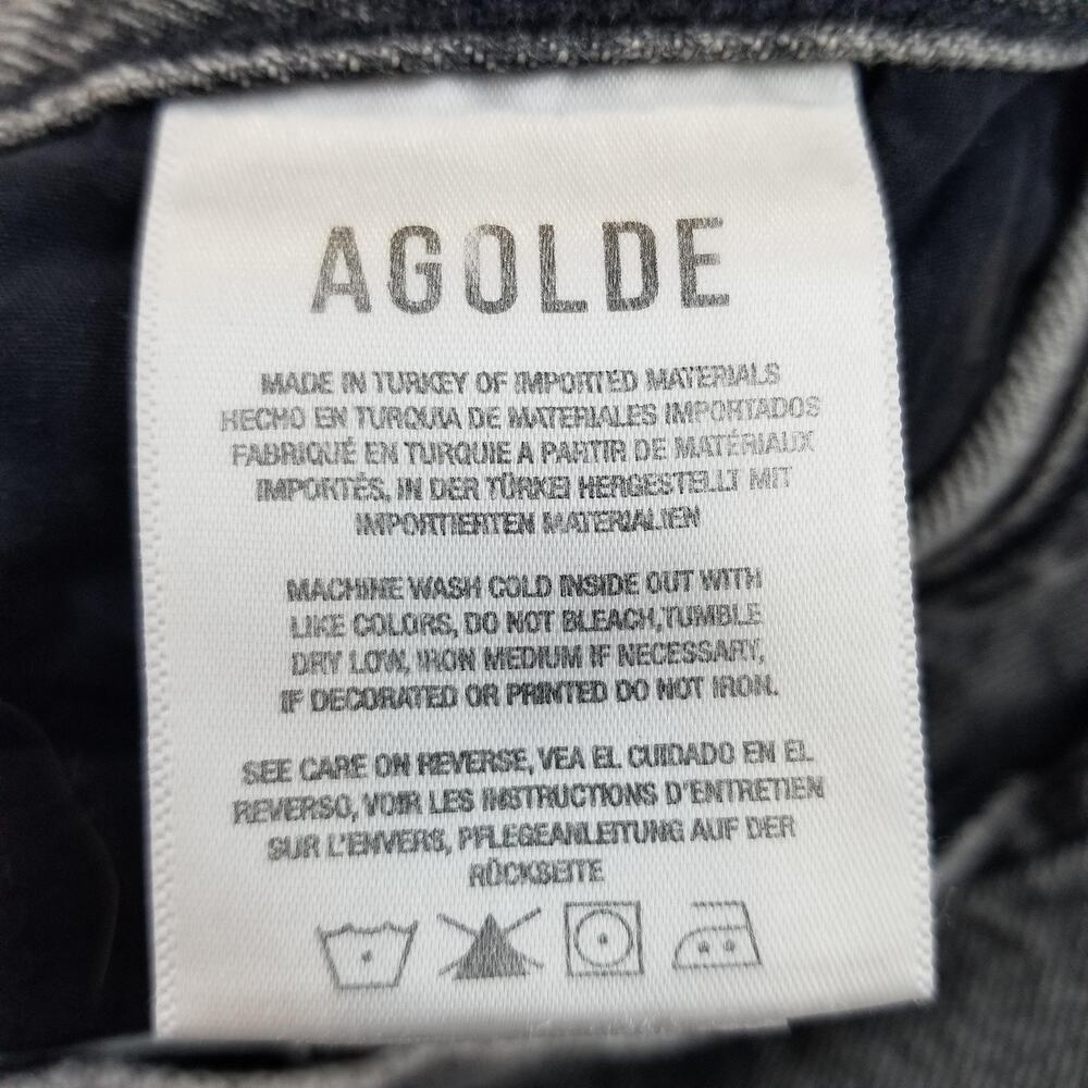 AGOLDE 90s Crop Jeans Womens 27 Gray High Rise Straight Raw Hem Organic - Picture 4 of 11